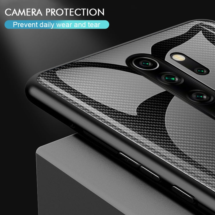 For Xiaomi Redmi Note 8 Pro Carbon Fiber Texture Gradient Color Glass Case