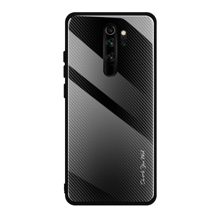 For Xiaomi Redmi Note 8 Pro Carbon Fiber Texture Gradient Color Glass Case