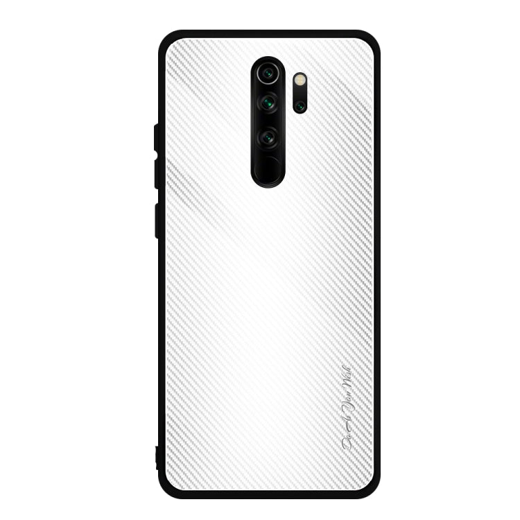 For Xiaomi Redmi Note 8 Pro Carbon Fiber Texture Gradient Color Glass Case
