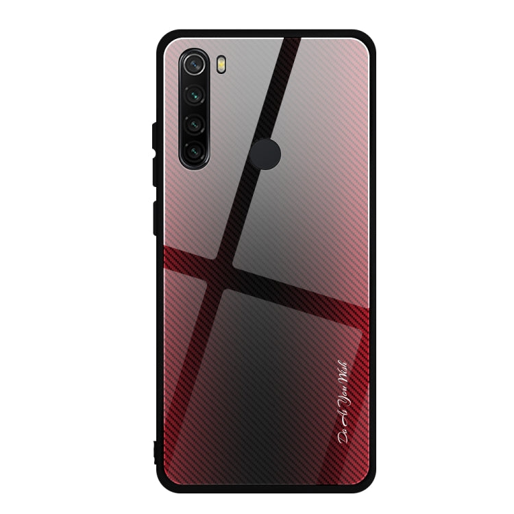 For Xiaomi Redmi Note 8 Carbon Fiber Texture Gradient Color Glass Case