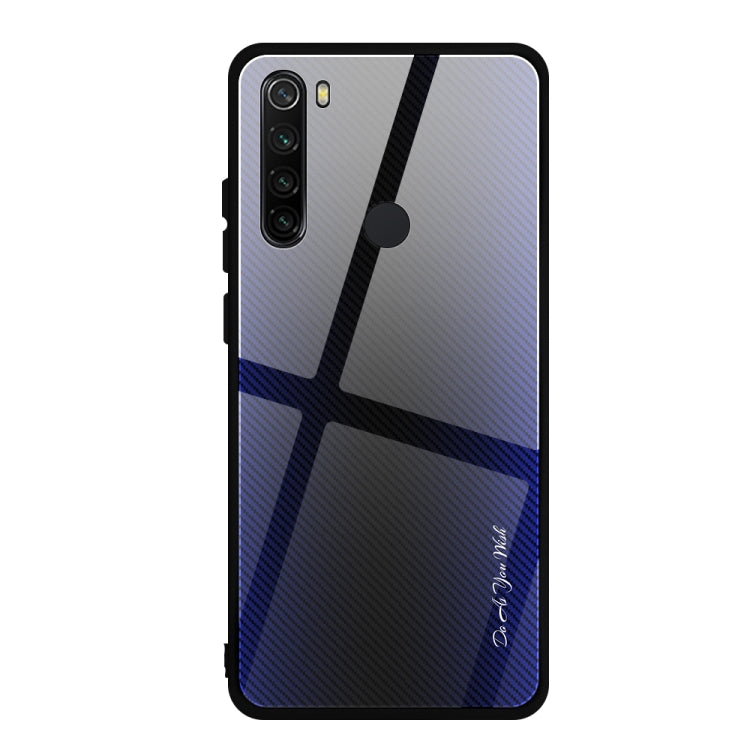 For Xiaomi Redmi Note 8 Carbon Fiber Texture Gradient Color Glass Case
