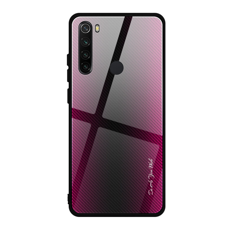 For Xiaomi Redmi Note 8 Carbon Fiber Texture Gradient Color Glass Case
