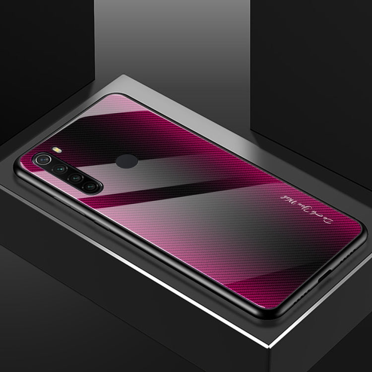 For Xiaomi Redmi Note 8 Carbon Fiber Texture Gradient Color Glass Case