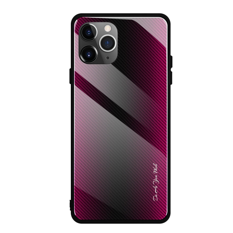 For iPhone 11 Pro Max Carbon Fiber Texture Gradient Color Glass Case