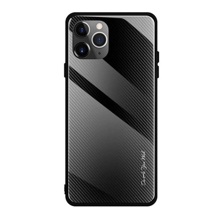 For iPhone 11 Carbon Fiber Texture Gradient Color Glass Case