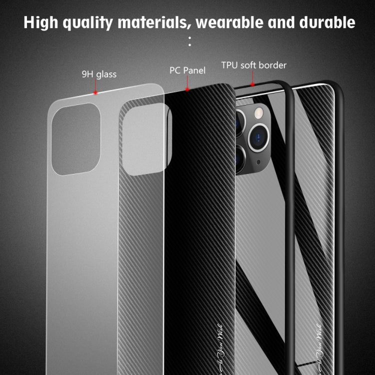 For iPhone 11 Carbon Fiber Texture Gradient Color Glass Case