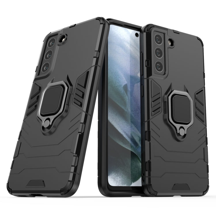 For Samsung Galaxy S21 FE Shockproof PC + TPU Protective Case with Magnetic Ring Holder