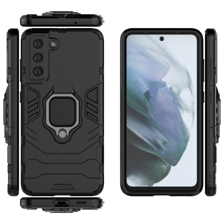 For Samsung Galaxy S21 FE Shockproof PC + TPU Protective Case with Magnetic Ring Holder