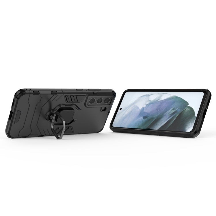 For Samsung Galaxy S21 FE Shockproof PC + TPU Protective Case with Magnetic Ring Holder