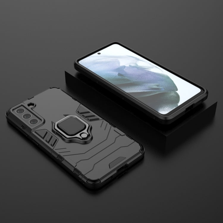 For Samsung Galaxy S21 FE Shockproof PC + TPU Protective Case with Magnetic Ring Holder