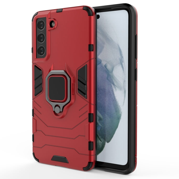 For Samsung Galaxy S21 FE Shockproof PC + TPU Protective Case with Magnetic Ring Holder