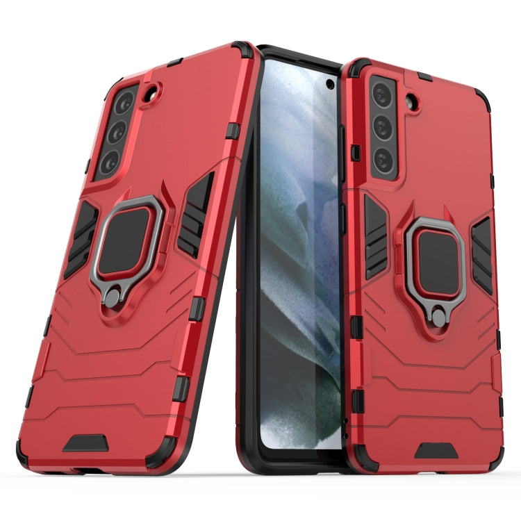 For Samsung Galaxy S21 FE Shockproof PC + TPU Protective Case with Magnetic Ring Holder