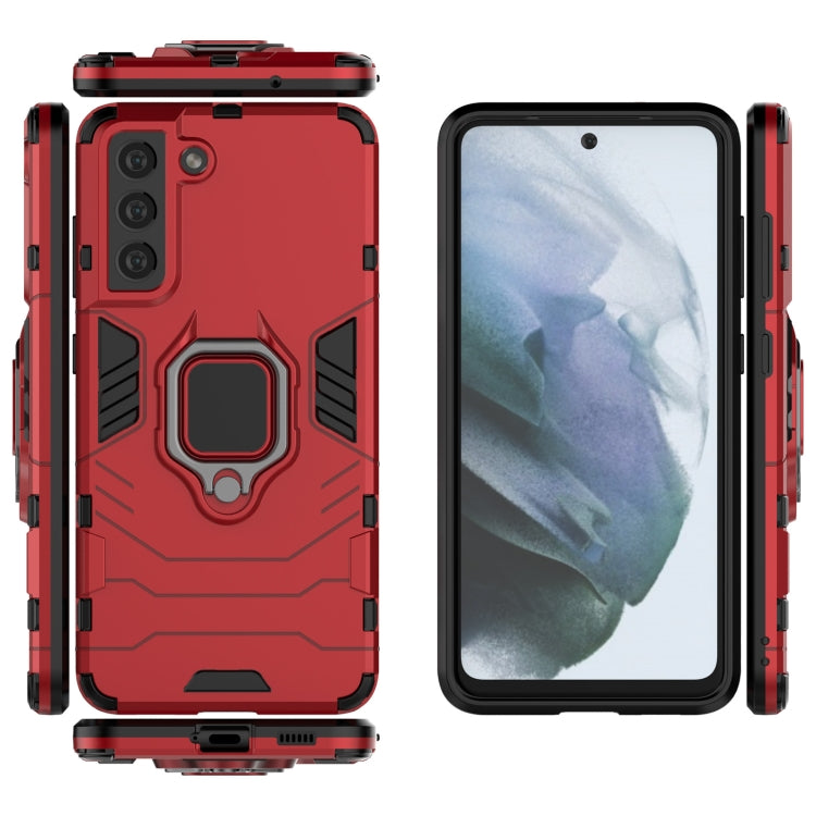For Samsung Galaxy S21 FE Shockproof PC + TPU Protective Case with Magnetic Ring Holder