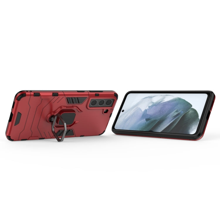 For Samsung Galaxy S21 FE Shockproof PC + TPU Protective Case with Magnetic Ring Holder
