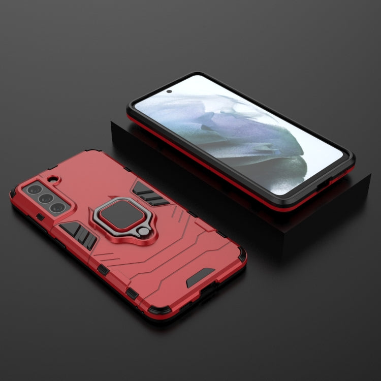 For Samsung Galaxy S21 FE Shockproof PC + TPU Protective Case with Magnetic Ring Holder