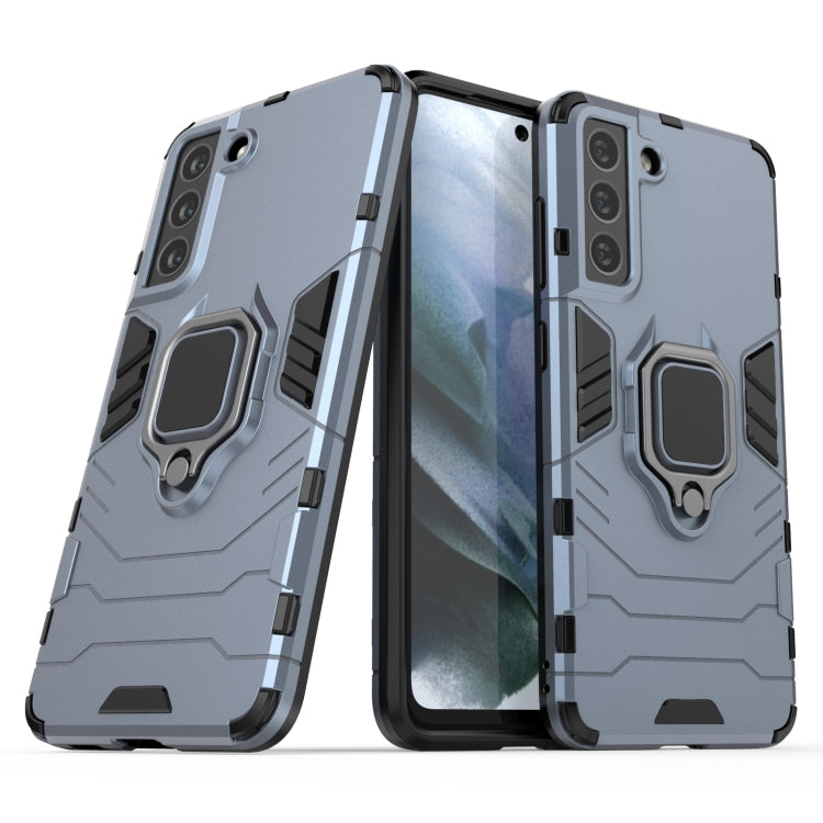 For Samsung Galaxy S21 FE Shockproof PC + TPU Protective Case with Magnetic Ring Holder