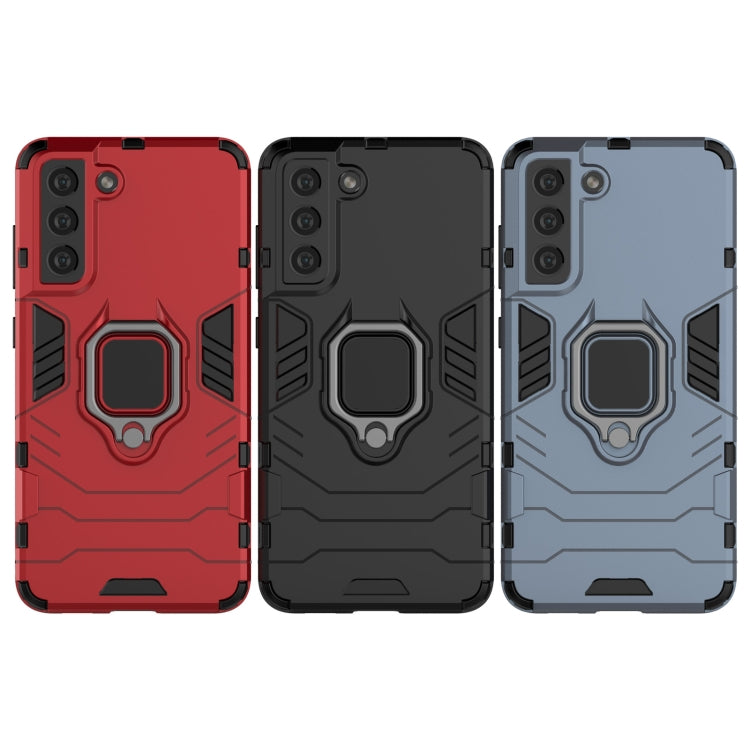 For Samsung Galaxy S21 FE Shockproof PC + TPU Protective Case with Magnetic Ring Holder