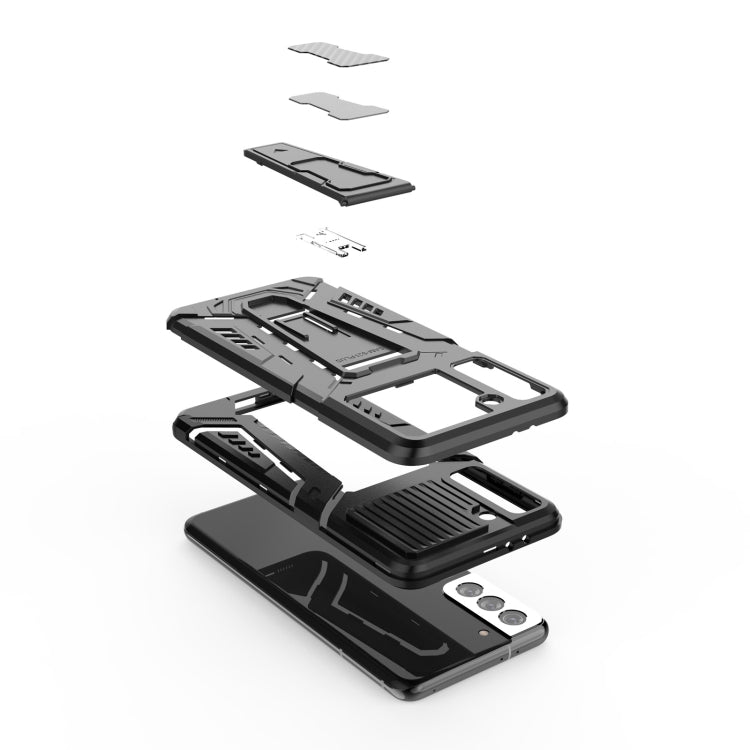 For Samsung Galaxy S21+ 5G War Chariot Series Armor All-inclusive Shockproof PC + TPU Protective Case with Invisible Holder