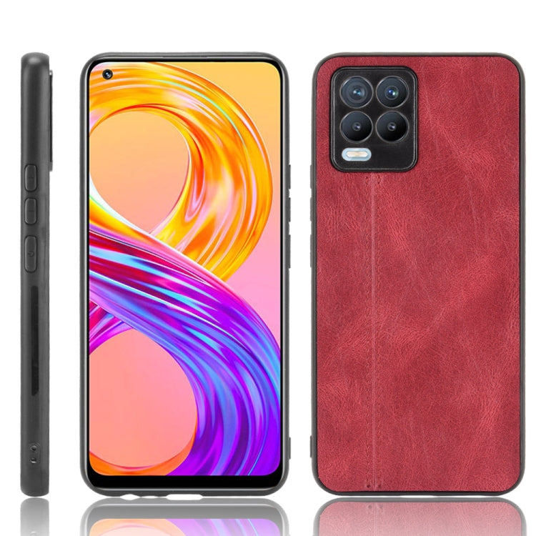 For OPPO Realme 8 4G / Realme 8 Pro Shockproof Sewing Cow Pattern Skin PC + PU + TPU Case