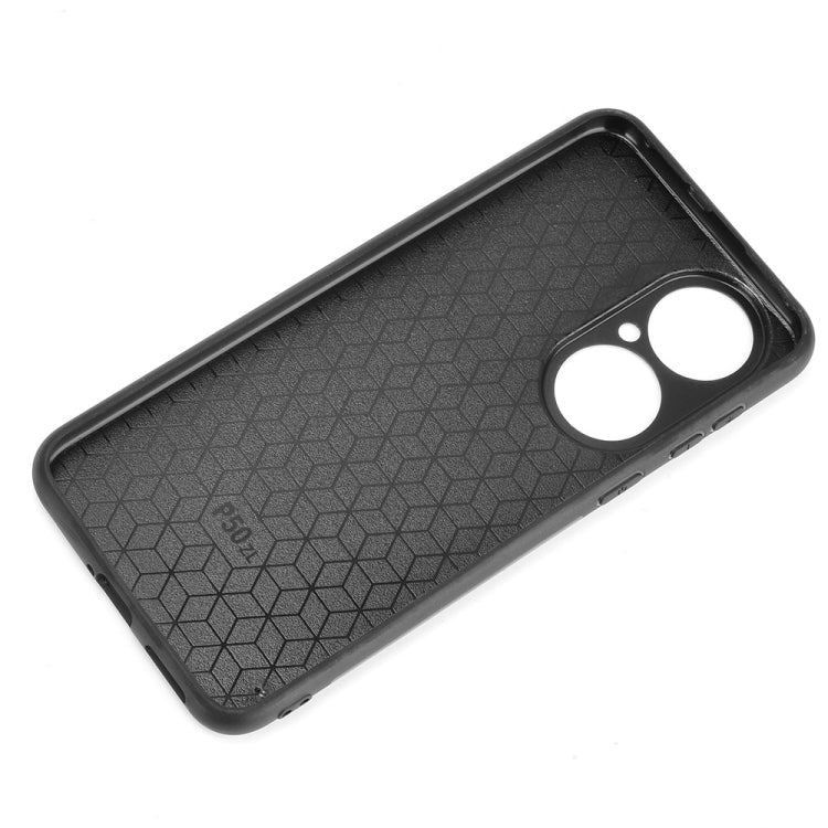 For Huawei P50 Shockproof Sewing Cow Pattern Skin PC + PU + TPU Case