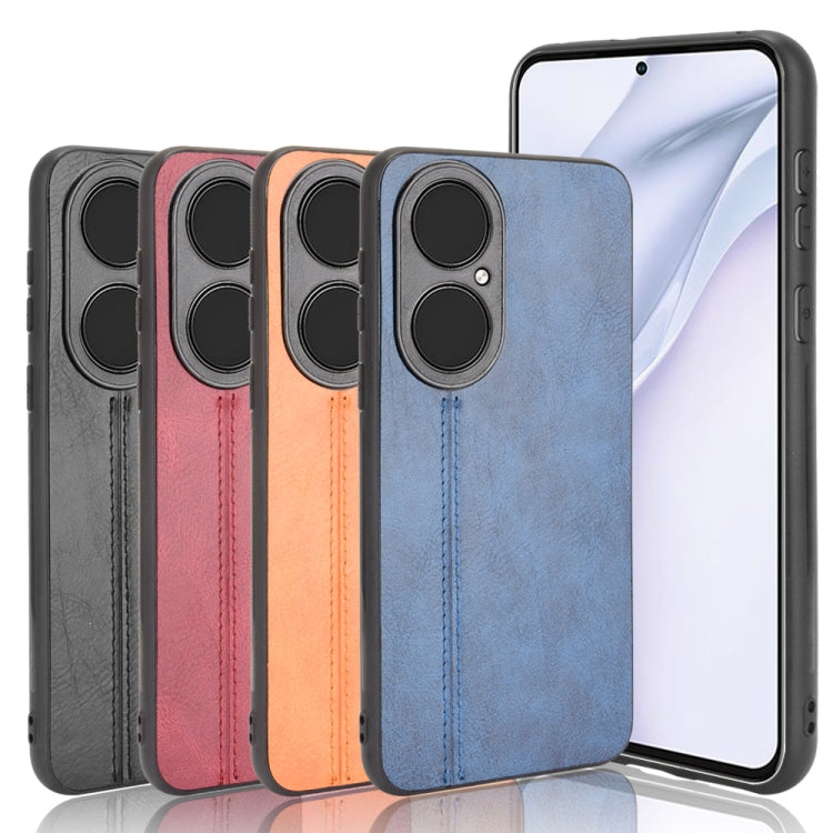For Huawei P50 Shockproof Sewing Cow Pattern Skin PC + PU + TPU Case