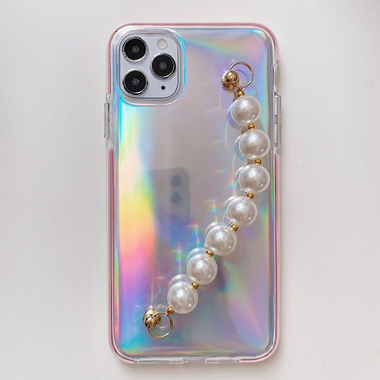 For iPhone 11 Laser TPU Protective Case with Pearl Bracelet