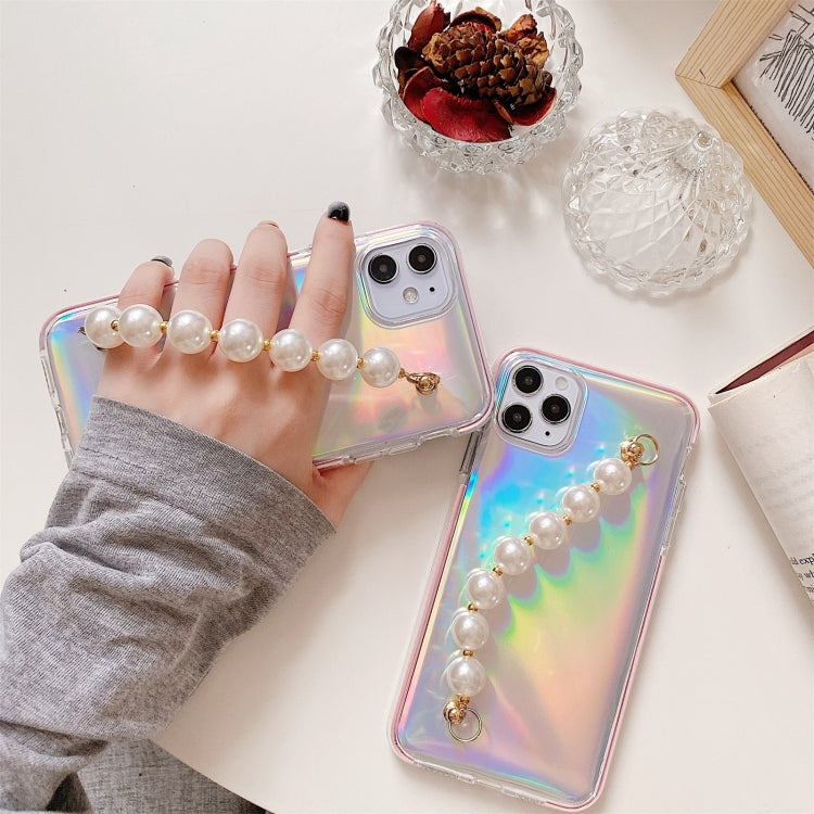 For iPhone 12 mini Laser TPU Protective Case with Pearl Bracelet