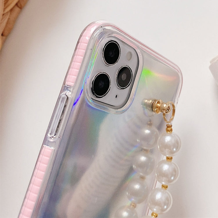 For iPhone 12 / 12 Pro Laser TPU Protective Case with Pearl Bracelet
