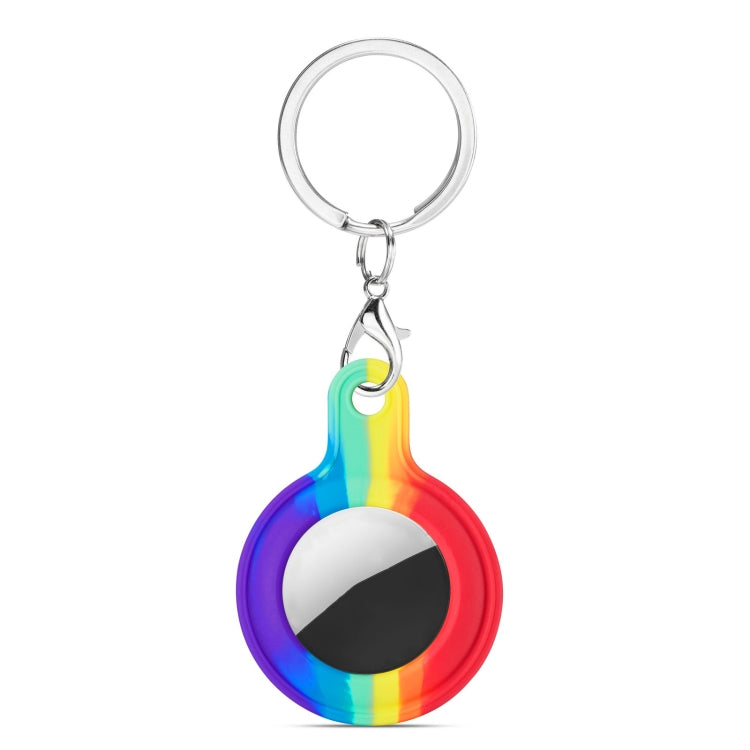 Shockproof Anti-scratch Rainbow Silicone Protective Case Cover with Hang Loop for AirTag