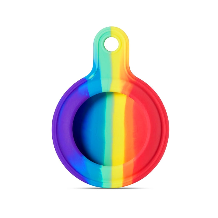 Shockproof Anti-scratch Rainbow Silicone Protective Case Cover with Hang Loop for AirTag