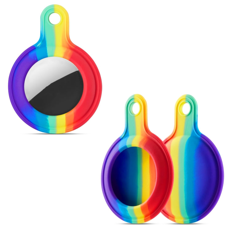Shockproof Anti-scratch Rainbow Silicone Protective Case Cover with Hang Loop for AirTag