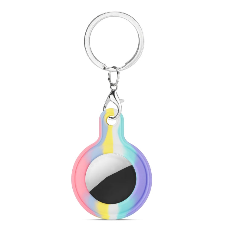 Shockproof Anti-scratch Rainbow Silicone Protective Case Cover with Hang Loop for AirTag