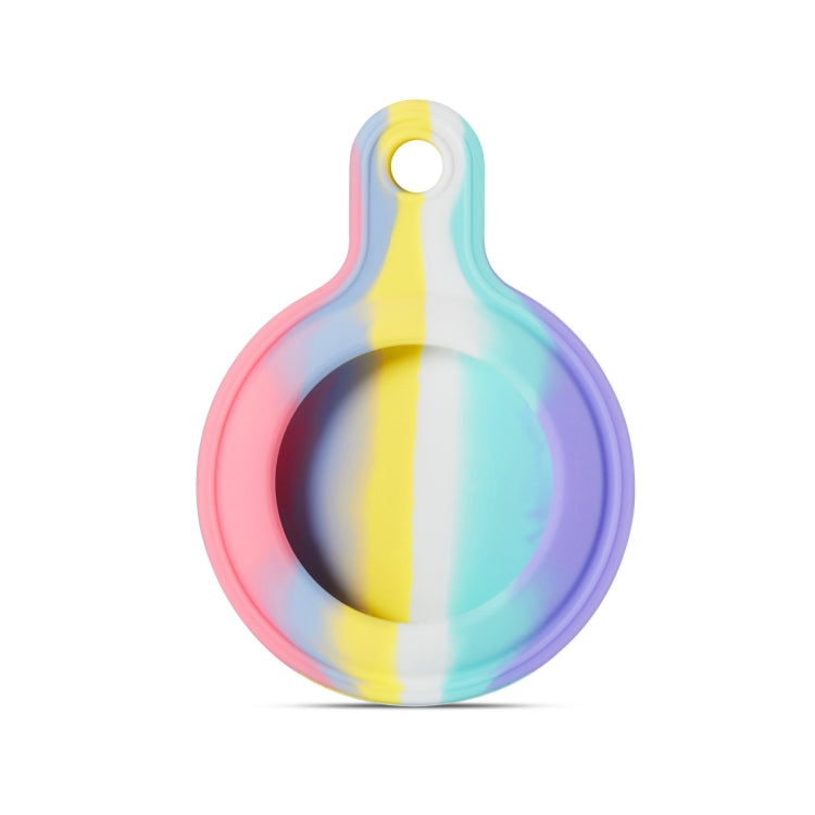 Shockproof Anti-scratch Rainbow Silicone Protective Case Cover with Hang Loop for AirTag