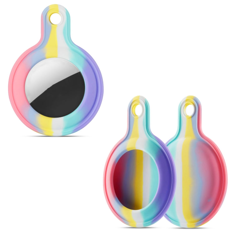 Shockproof Anti-scratch Rainbow Silicone Protective Case Cover with Hang Loop for AirTag