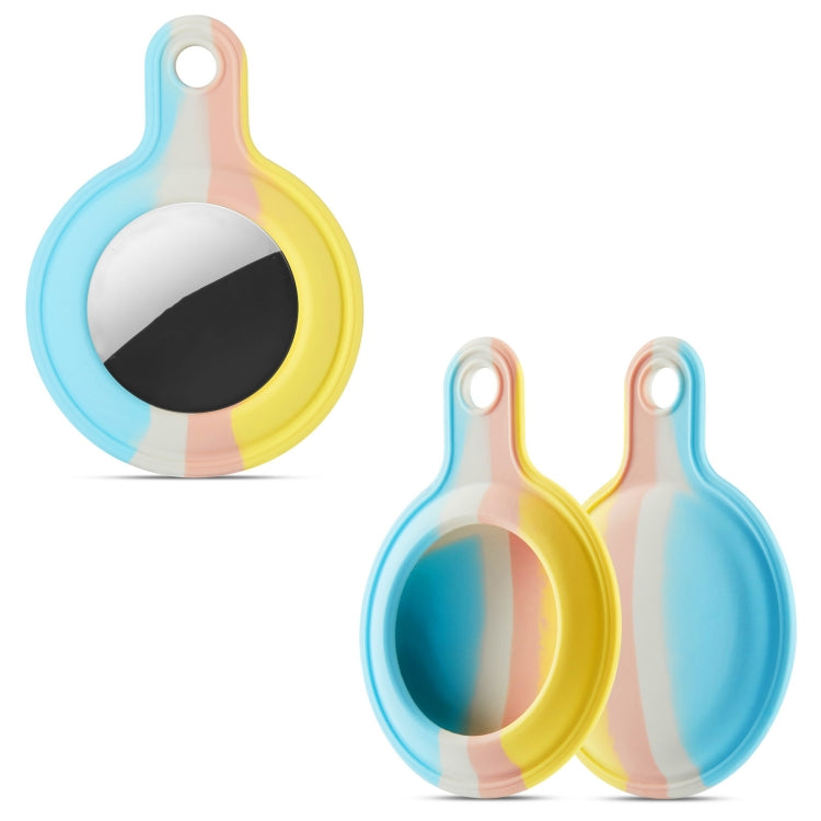 Shockproof Anti-scratch Rainbow Silicone Protective Case Cover with Hang Loop for AirTag