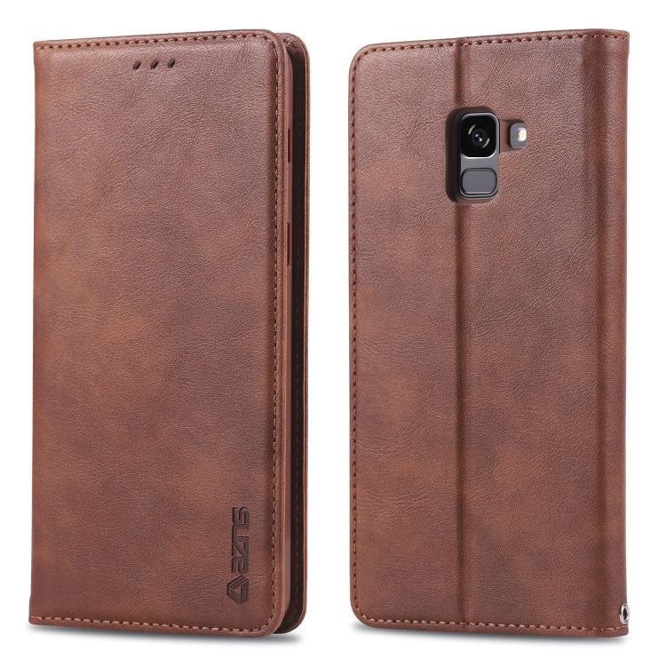 For Galaxy A6 2018 AZNS Retro Texture Magnetic Horizontal Flip PU Leather Case with Holder & Card Slots & Photo Frame