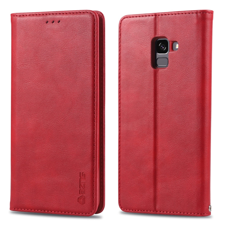 For Galaxy A6 2018 AZNS Retro Texture Magnetic Horizontal Flip PU Leather Case with Holder & Card Slots & Photo Frame