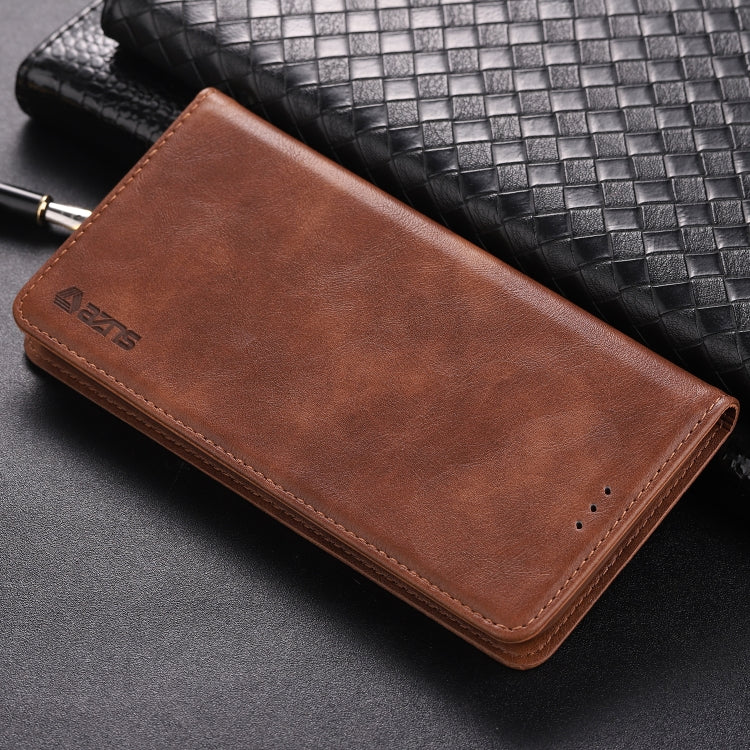 For Galaxy A6 Plus 2018 AZNS Retro Texture Magnetic Horizontal Flip PU Leather Case with Holder & Card Slots & Photo Frame