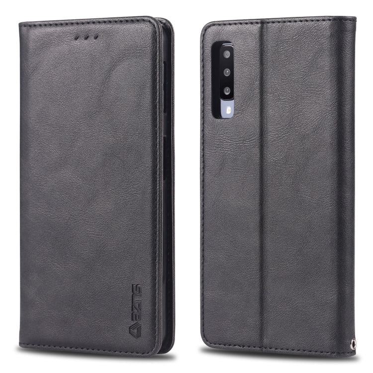 For Galaxy A7 2018 AZNS Retro Texture Magnetic Horizontal Flip PU Leather Case with Holder & Card Slots & Photo Frame