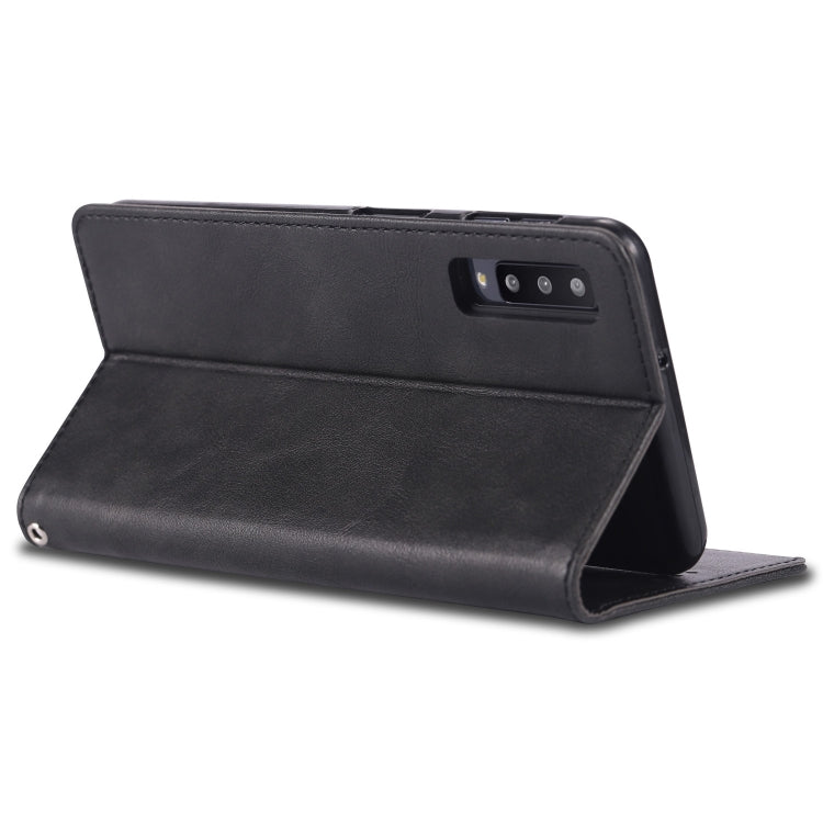 For Galaxy A7 2018 AZNS Retro Texture Magnetic Horizontal Flip PU Leather Case with Holder & Card Slots & Photo Frame