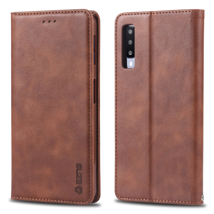 For Galaxy A7 2018 AZNS Retro Texture Magnetic Horizontal Flip PU Leather Case with Holder & Card Slots & Photo Frame