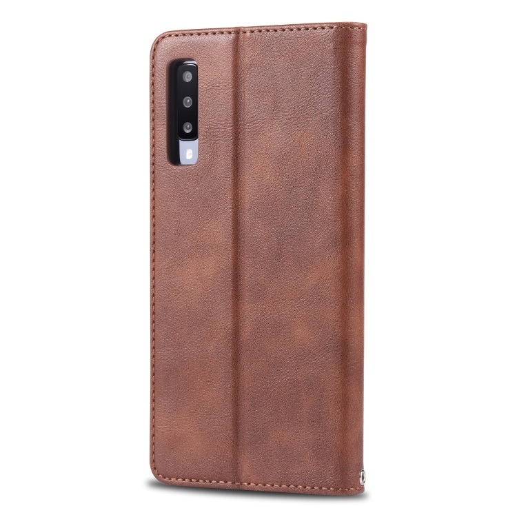 For Galaxy A7 2018 AZNS Retro Texture Magnetic Horizontal Flip PU Leather Case with Holder & Card Slots & Photo Frame