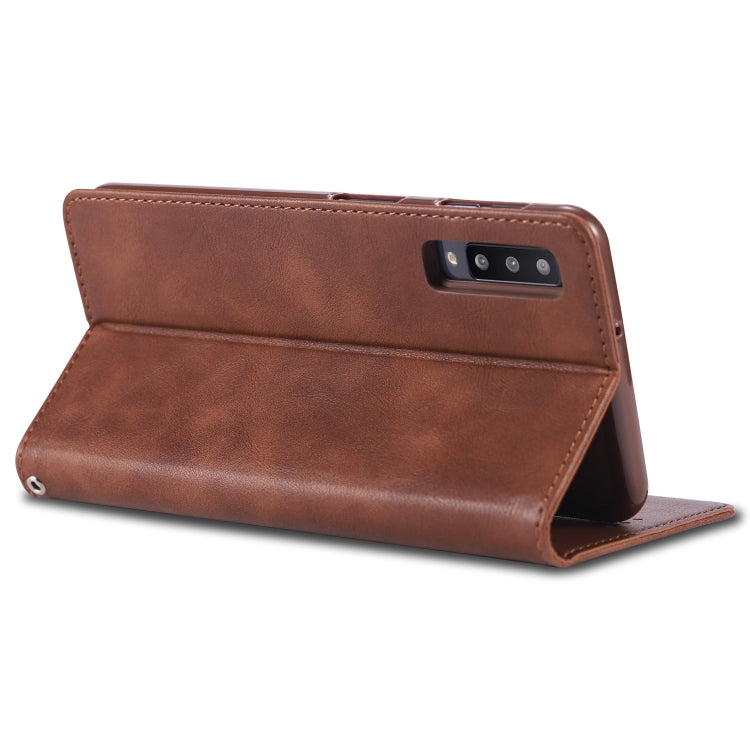For Galaxy A7 2018 AZNS Retro Texture Magnetic Horizontal Flip PU Leather Case with Holder & Card Slots & Photo Frame