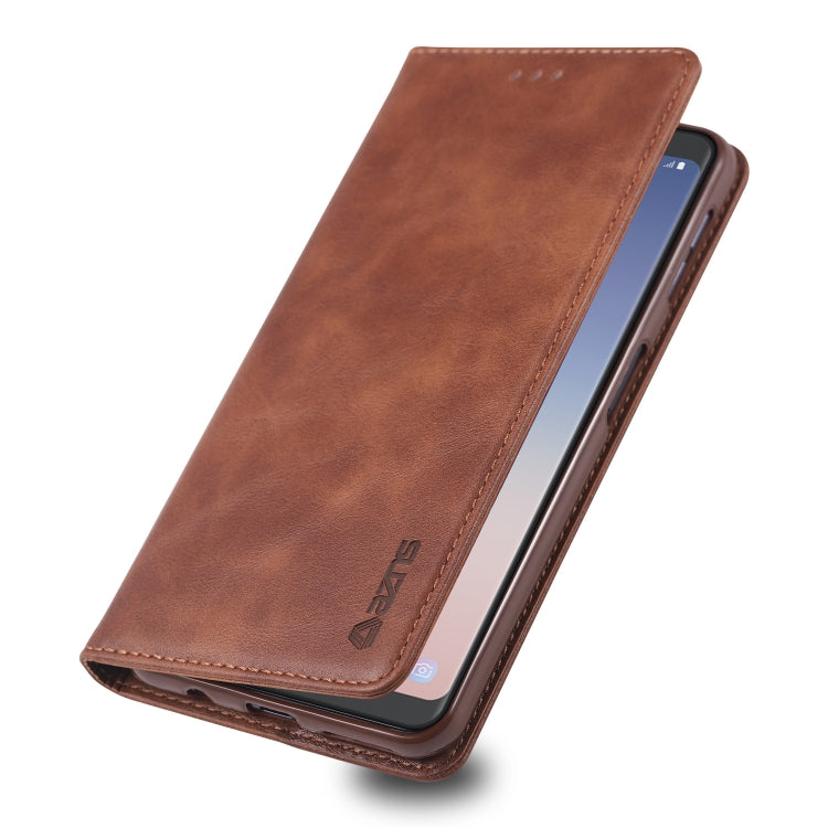 For Galaxy A7 2018 AZNS Retro Texture Magnetic Horizontal Flip PU Leather Case with Holder & Card Slots & Photo Frame