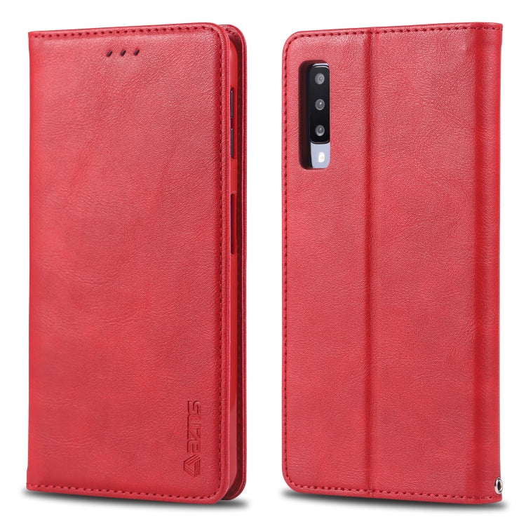 For Galaxy A7 2018 AZNS Retro Texture Magnetic Horizontal Flip PU Leather Case with Holder & Card Slots & Photo Frame