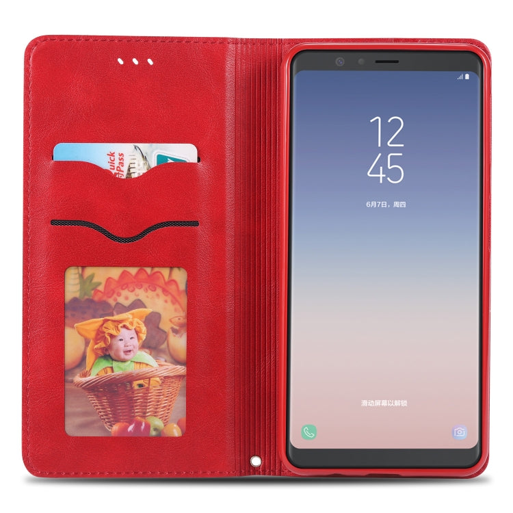 For Galaxy A7 2018 AZNS Retro Texture Magnetic Horizontal Flip PU Leather Case with Holder & Card Slots & Photo Frame