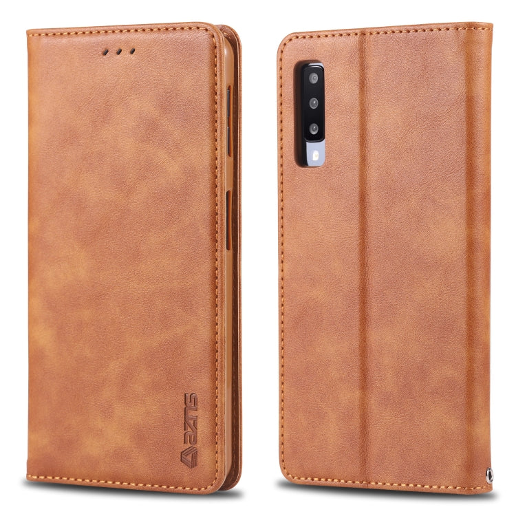 For Galaxy A7 2018 AZNS Retro Texture Magnetic Horizontal Flip PU Leather Case with Holder & Card Slots & Photo Frame