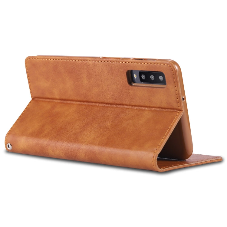 For Galaxy A7 2018 AZNS Retro Texture Magnetic Horizontal Flip PU Leather Case with Holder & Card Slots & Photo Frame