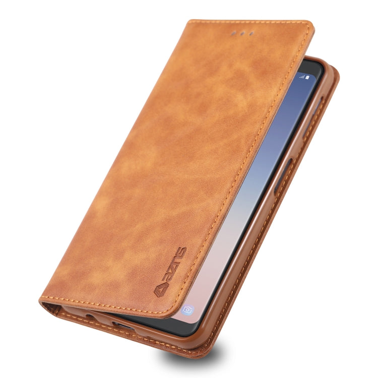 For Galaxy A7 2018 AZNS Retro Texture Magnetic Horizontal Flip PU Leather Case with Holder & Card Slots & Photo Frame