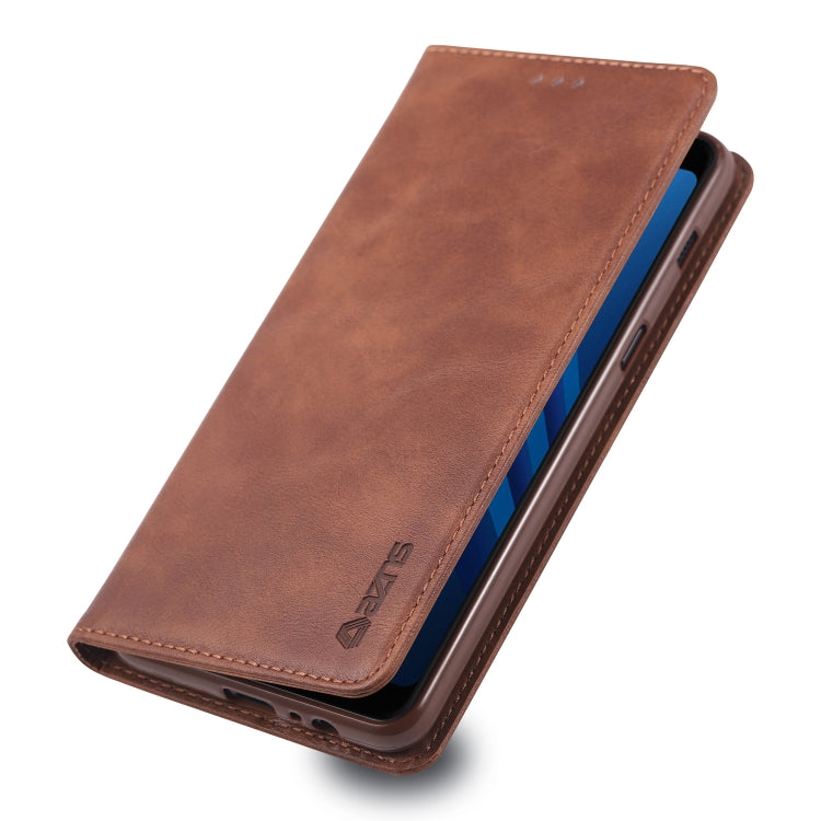 For Galaxy A8 2018 AZNS Retro Texture Magnetic Horizontal Flip PU Leather Case with Holder & Card Slots & Photo Frame